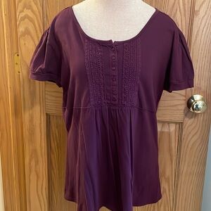 Van Heusen burgundy purple short sleeve shirt